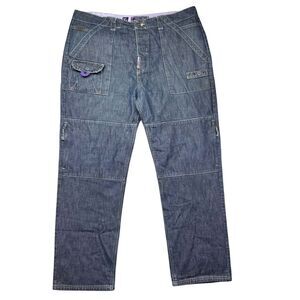 LRG Jeans Mens 42 Blue JNCO Style Vintage Y2K Baggy Skate Pockets Denim Wide Leg